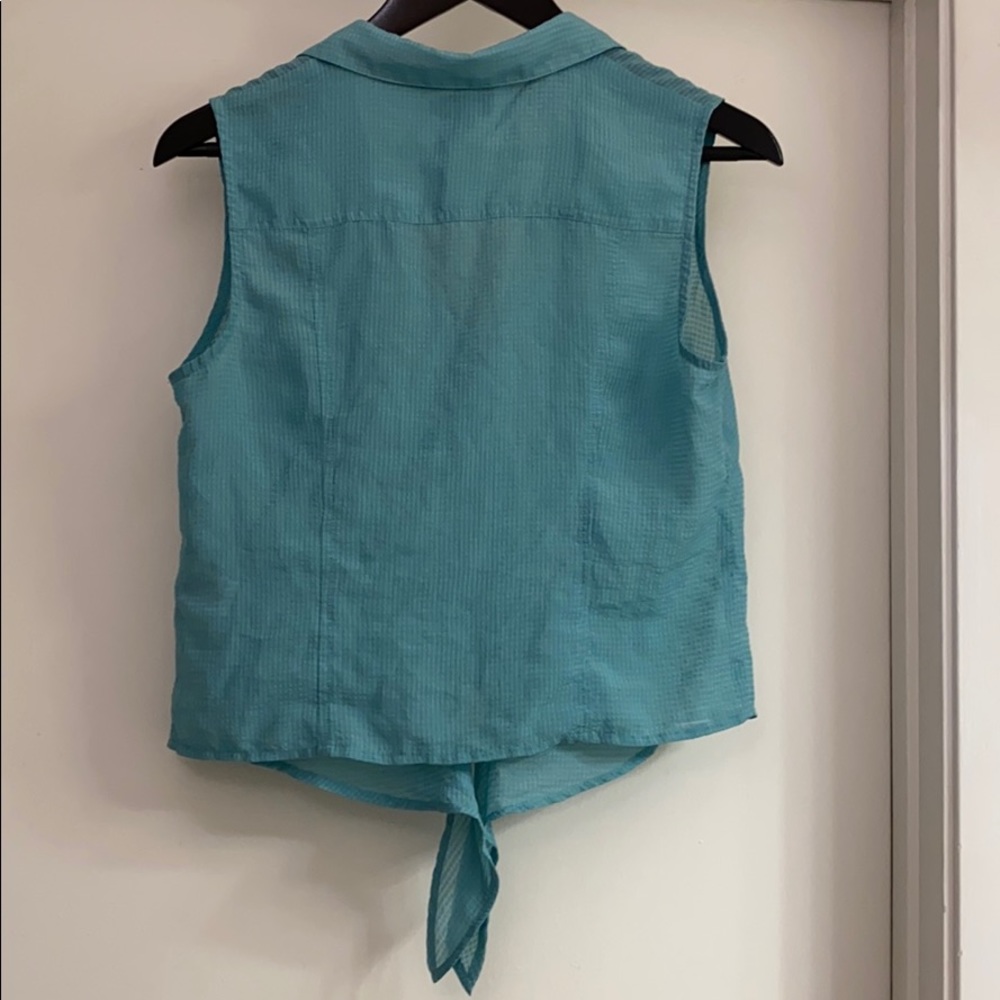 Keds button down crop top in teal - Picture 6 of 9